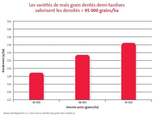 Visuel LG graphique analyse des rendements suivant la densité de semis maïs grain denté demi-tardif