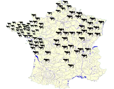 Visuel Carte de situation du réseau "Les Preuves à l'Auge" en 2006