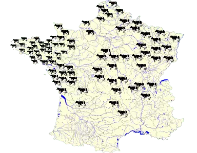 Carte de situation du réseau "Les Preuves à l'Auge" en 2006 Visuel Carte de situation du réseau "Les Preuves à l'Auge" en 2006