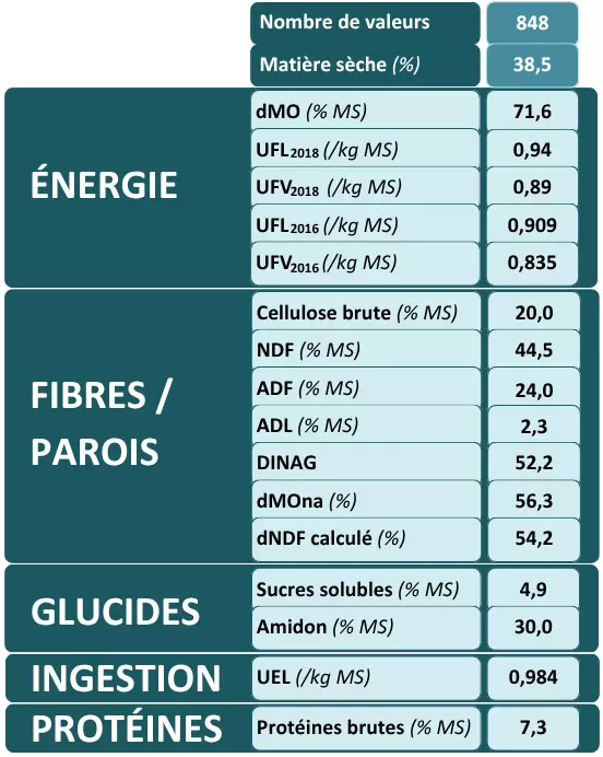 Visuel Cru Maïs Ensilage LG 2026 : résultats du maïs fourrage en vert