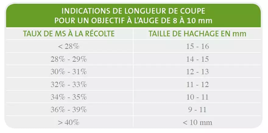 Visuel Longueur de coupe maïs objectif à l'auge